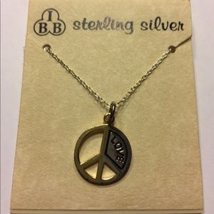 Sterling Silver Chain w/Sterling/Gold Peace Symbol